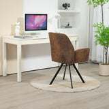 Conjunto de 4 cómodas sillas de comedor de ante con reposabrazos - CALF SUEDE BROWN 4PCS