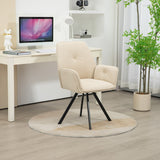 Lot de 2 chaises de salle à manger modernes pivotantes en tissu beige avec accoudoirs - CALF