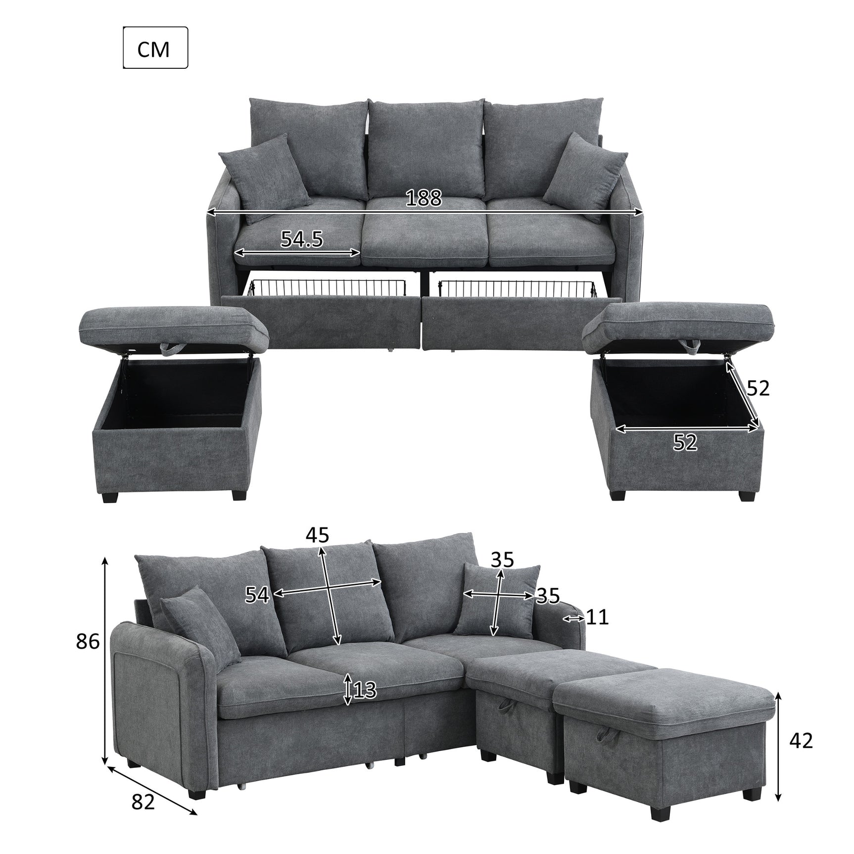 2-seater sofa in beige fabric Scandinavian style - AHBARM