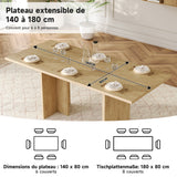 Rectangular dining table in particle panels finish oak with four robust feet