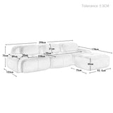 Ensemble de canapés avec accoudoirs incurvés et base antidérapante en tissu velours côtelé doux pour le salon, gris, siège 3 + tabouret 1
