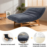 Fauteuil en velours côtelé gris sans accoudoirs