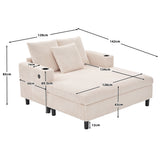 2-Sitzer-Sofa aus beigem Stoff im skandinavischen Stil – AHBARM
