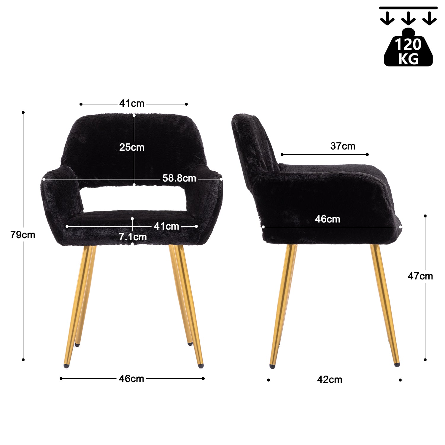 Scandinavian dining chair with black fabric armrests - CROMWELL BLACK Ⅰ