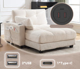 2-Sitzer-Sofa aus beigem Stoff im skandinavischen Stil – AHBARM