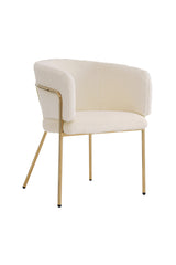 Chaise de loisirs individuelle en imitation de velours de lapin Chaise élégante à quatre pieds en métal beige pour salon chambre à coucher et salle à manger