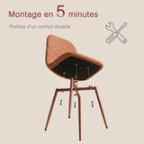 Set of 4 industrial dining chairs in suede - Charlton