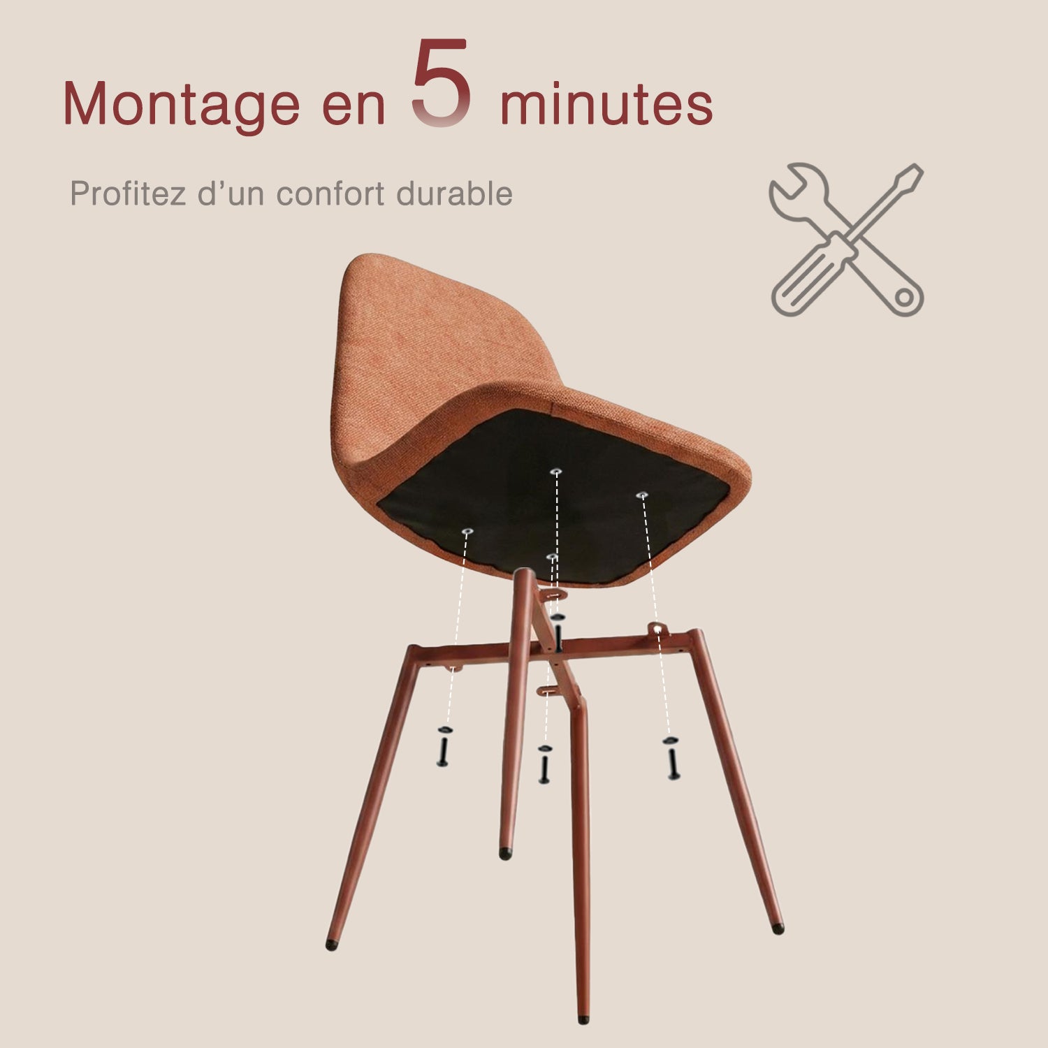 Set of 4 industrial dining chairs in suede - Charlton