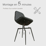 Lot de 4 chaises de salle à manger en tissu gris doux, chaises de détente avec dossier et pieds métalliques assortis scandinave - CHARLTON