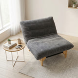Fauteuil en velours côtelé gris sans accoudoirs