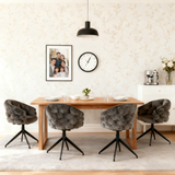 2 moderne Esstühle drehen in beige Stoff mit Armlehnen - Kalb