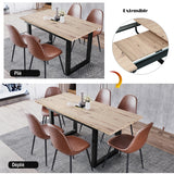 Retro dining table Extensible industrial style in wood - Whalen