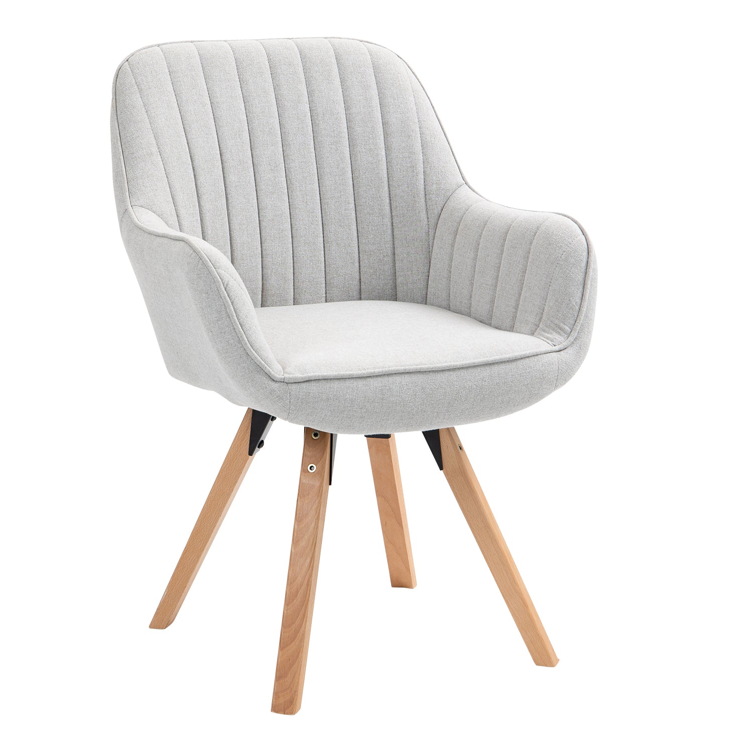 Set di 6 comode sedie per sala da pranzo in tessuto beige, girevoli a 360° - CARSON FABRIC BEIGE 6PZ