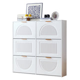 Meuble à chaussures moderne avec 6 abattants et étagères ouvertes, blanc – L118 x H115 x P25 cm