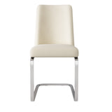 Lot de 2 chaises de salle à manger en velours beige avec dossier à motif diamant et pieds en métal argenté