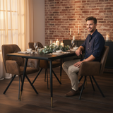 Round Table Table Table Table Timber Ø80 cm with 4 black velvet chairs, modern and comfortable style