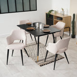 Round Table Table Table Table Timber Ø80 cm with 4 black velvet chairs, modern and comfortable style