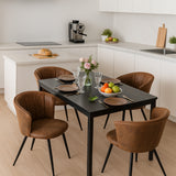 Round Table Table Table Table Timber Ø80 cm with 4 black velvet chairs, modern and comfortable style