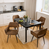 Round Table Table Table Table Timber Ø80 cm with 4 black velvet chairs, modern and comfortable style