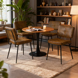 Round Table Table Table Table Timber Ø80 cm with 4 black velvet chairs, modern and comfortable style
