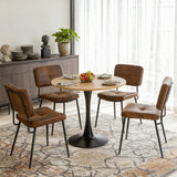 Round Table Table Table Table Timber Ø80 cm with 4 black velvet chairs, modern and comfortable style