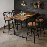 Set von 4 drehenden Industriestangenhocker mit brauner Stoffdatei - Hailey 29