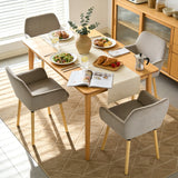 Lot de 4 chaises de salle à manger de style scandinave avec pieds en bois et accoudoirs en velours côtelé gris - ELIA
