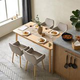 Lot de 4 chaises de salle à manger de style scandinave avec pieds en bois et accoudoirs en velours côtelé gris - ELIA