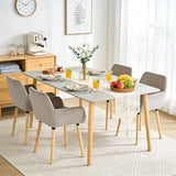 Lot de 4 chaises de salle à manger de style scandinave avec pieds en bois et accoudoirs en velours côtelé gris - ELIA