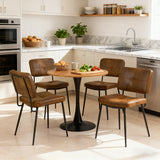 Round Table Table Table Table Timber Ø80 cm with 4 black velvet chairs, modern and comfortable style
