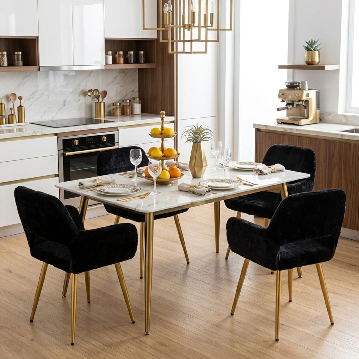 Scandinavian dining chair with black fabric armrests - CROMWELL BLACK Ⅰ