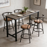 Lot de 4 tabourets de bar industriels pivotants avec dossier en tissu marron - HAILEY 24