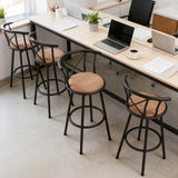 Lot de 4 tabourets de bar industriels pivotants avec dossier en tissu marron - HAILEY 29