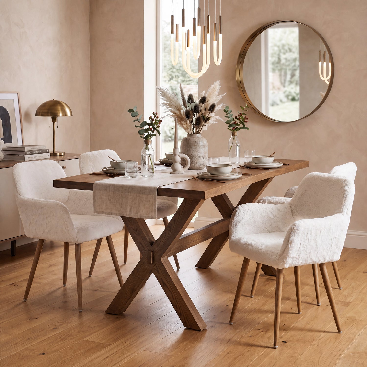 Scandinavian dining chair with black fabric armrests - CROMWELL BLACK Ⅰ