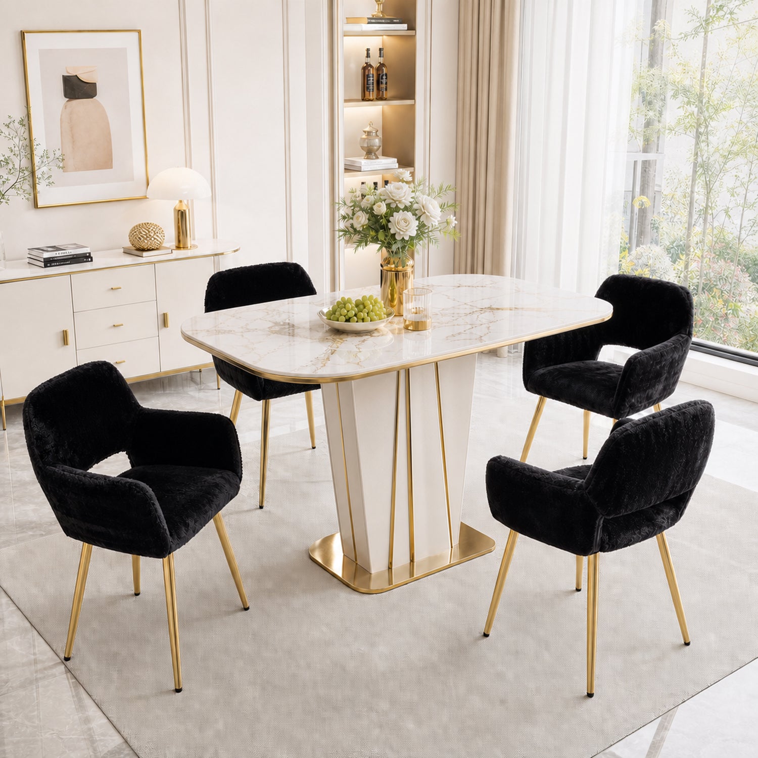 Scandinavian dining chair with black fabric armrests - CROMWELL BLACK Ⅰ