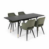 Round Table Table Table Table Timber Ø80 cm with 4 black velvet chairs, modern and comfortable style
