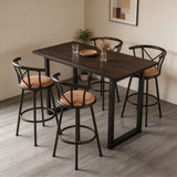 Lot de 4 tabourets de bar industriels pivotants avec dossier en tissu marron - HAILEY 29