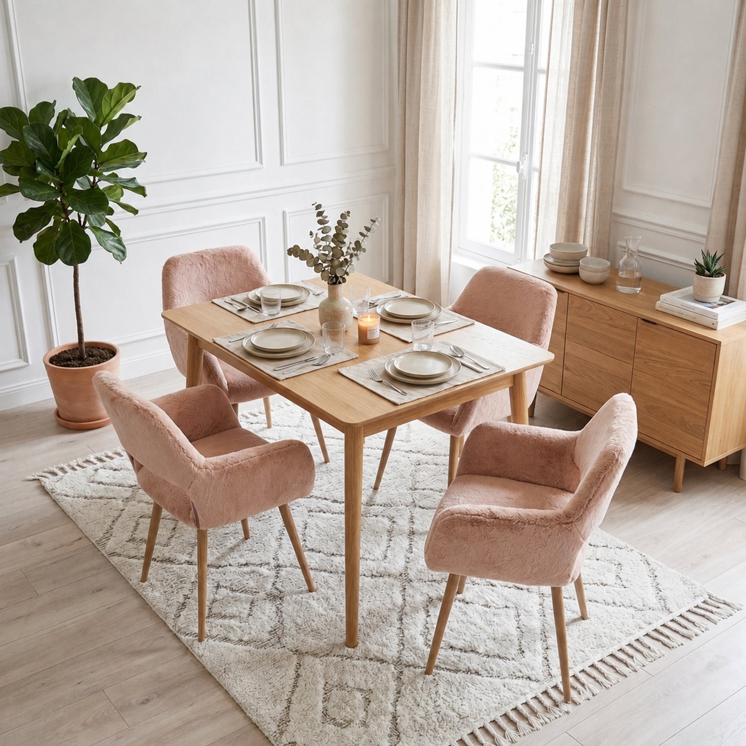 Scandinavian dining chair with black fabric armrests - CROMWELL BLACK Ⅰ