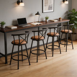Lot de 4 tabourets de bar industriels pivotants avec dossier en tissu marron - HAILEY 24