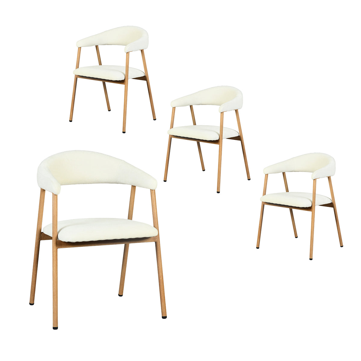 Set of 2 Scandinavian dining room armchairs with beige fabric armrests - Cromwell
