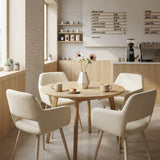 Set von 2 skandinavischen Esszimmer Sesseln mit beige Stoffarmlehnen - Cromwell