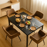 Round Table Table Table Table Timber Ø80 cm with 4 black velvet chairs, modern and comfortable style