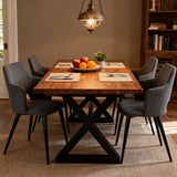 Lot de 4 fauteuils de salle à manger scandinaves avec accoudoirs en tissu gris - AKANJI