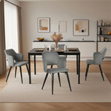 Round Table Table Table Table Timber Ø80 cm with 4 black velvet chairs, modern and comfortable style