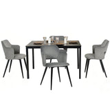 Round Table Table Table Table Timber Ø80 cm with 4 black velvet chairs, modern and comfortable style