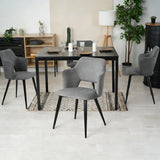 Round Table Table Table Table Timber Ø80 cm with 4 black velvet chairs, modern and comfortable style
