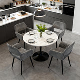 Lot de 4 fauteuils de salle à manger scandinaves avec accoudoirs en velours côtelé gris - CROMWELL CORDUROY