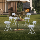 Set von 4 Klappstühlen/Stühlen, runder Sitz im Stoff Fellfell Grau - Ernst