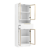 Haut meuble blanc moderne avec LED 16 couleurs et Bluetooth