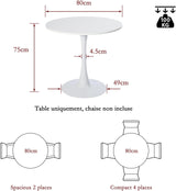 Table salle à manger ronde scandinave 2-4 personnes en bois et métal blanc - CLIFT